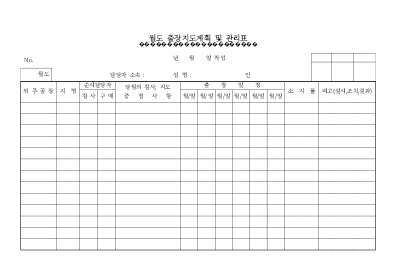 월도출장지도계획및관리표 월도출장지도계획및관리표